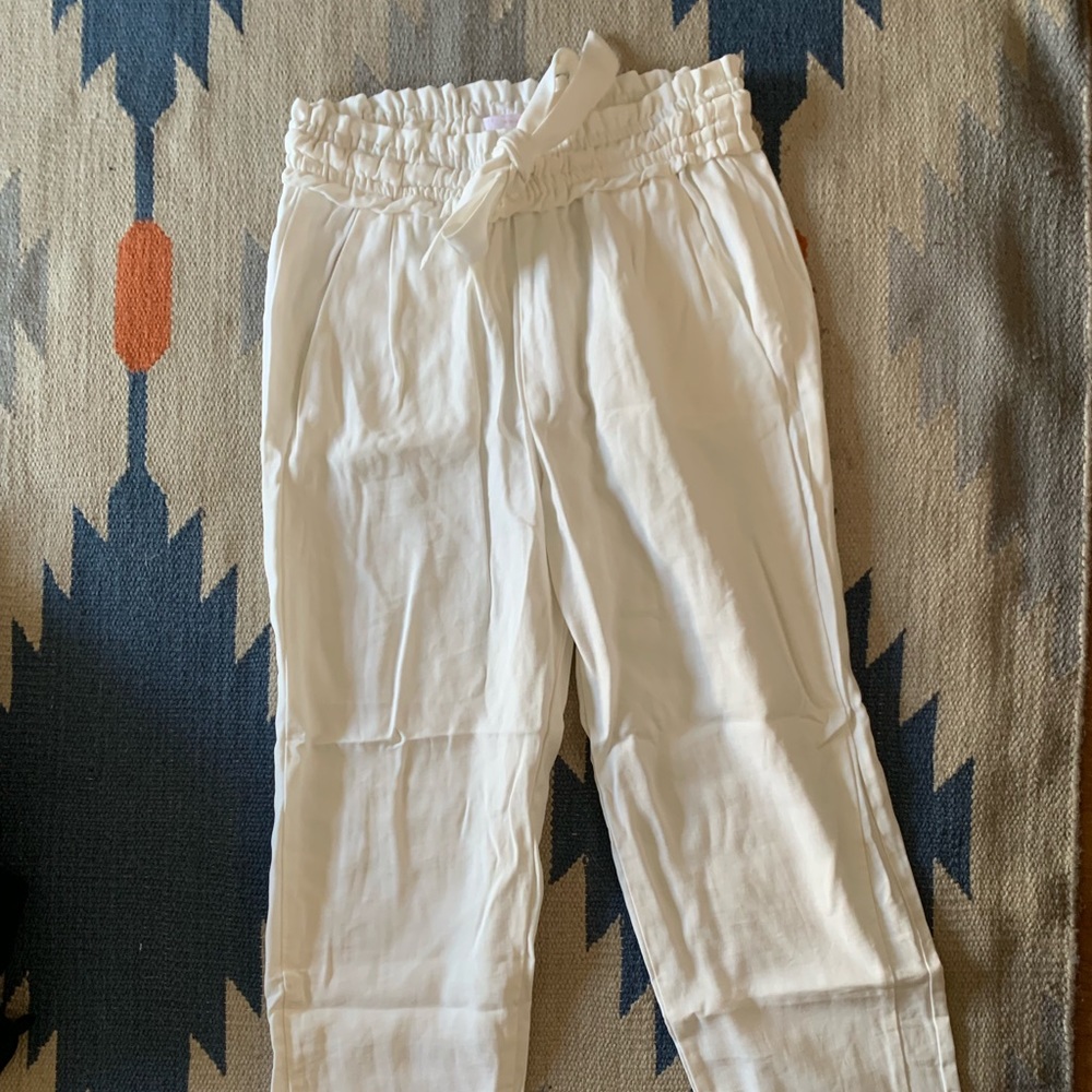 Zara White Linen Cotten Pants